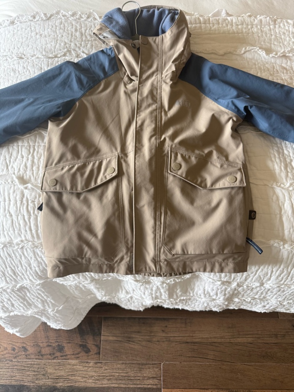 REI Light Blue and Gray Kids Fleece-Lined Jacket